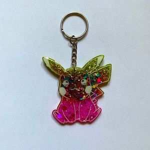 Glitter Pikachu Key Chain